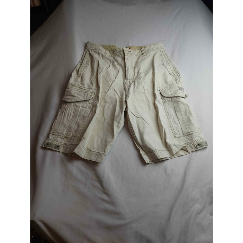 Unionbay Mens Cargo Shorts Size 34 Off White Cotton Utility Pockets Casual